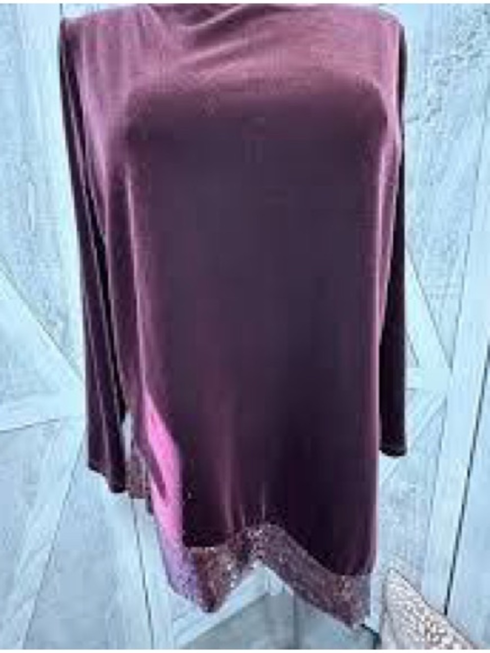 Chico’s Merlot Long Sleeve Tunic with sequin Hem